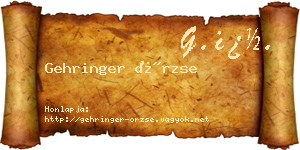 Gehringer Örzse névjegykártya